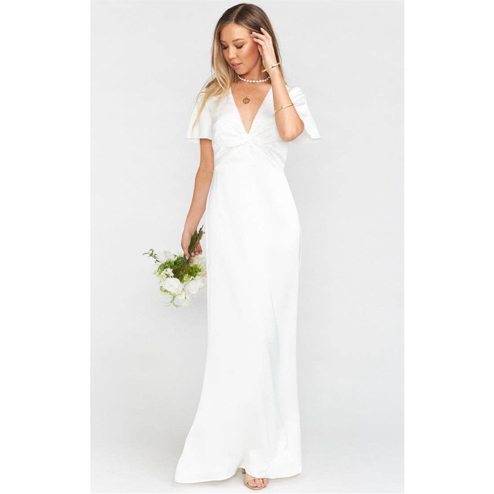 Show Me Your Mumu Women's Rome Twist Gown
Maxi Dress Ivory Luxe Satin